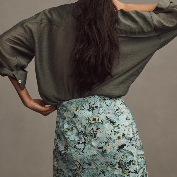 NWT Anthropologie Blue Embroidered Lace Mini Skirt XL - Picture 5 of 5